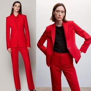 YIGAL AZROUEL Cherry Wool Crepe Classic Single Button Tailored Blazer Jacket 4